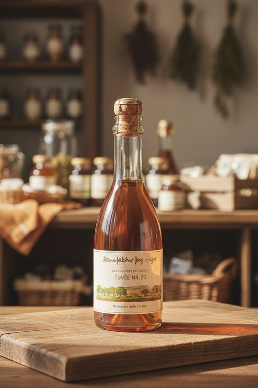 Cuvée Nr. 23 alkoholfrei – Prisecco Rhabarber-Apfel-Blüten (0,375 l) ?