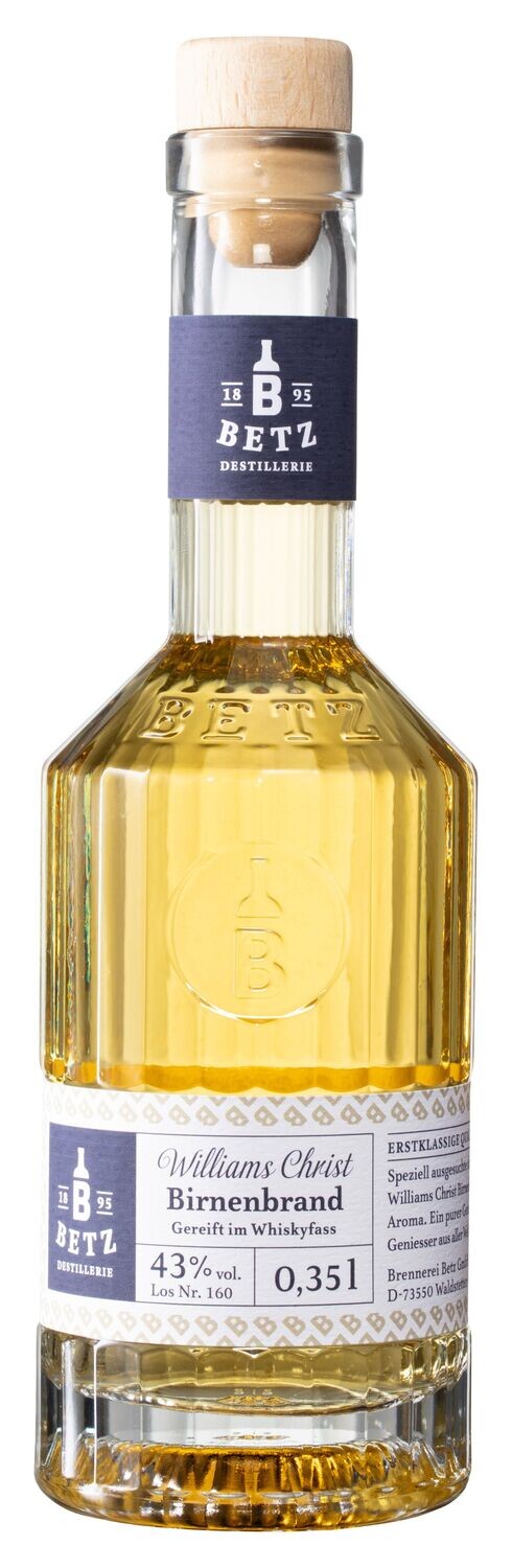 Williams Christ Birnenbrand im Whiskyfass gereift 0,35 l – Edelbrand mit Vanillenoten ? Williams Christ Birnenbrand im Whiskyfass gereift 0,35 l – Edelbrand mit Vanillenoten ?