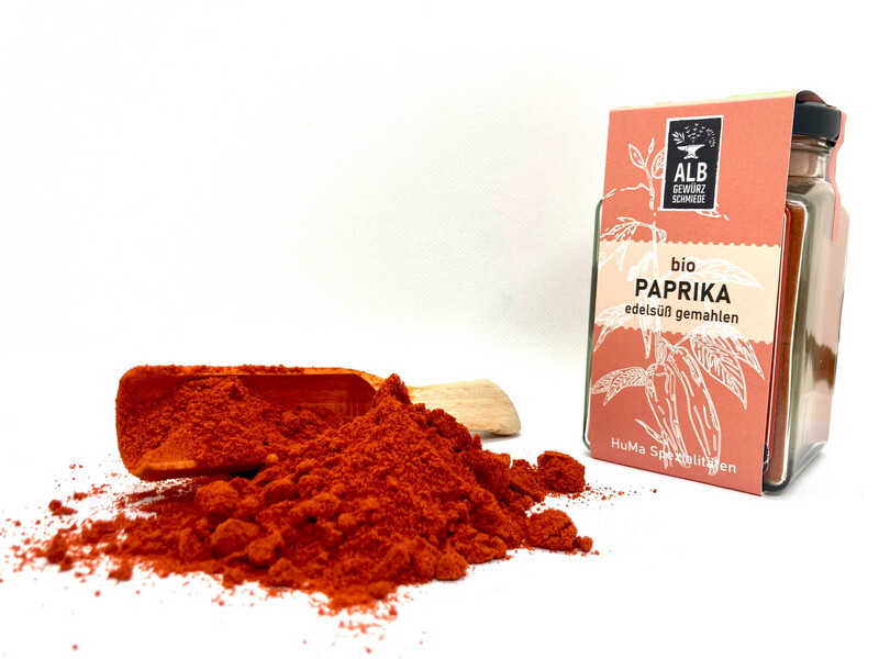 Bio Paprika edelsüß gemahlen Nachfüllglas 100 g – Mildes Paprikapulver für Gulasch, Saucen & Fleischgerichte von Alb Gewürz Schmiede ?️ Bio Paprika edelsüß gemahlen Nachfüllglas 100 g – Mildes Paprikapulver für Gulasch, Saucen & Fleischgerichte von Alb Gewürz Schmiede ?️