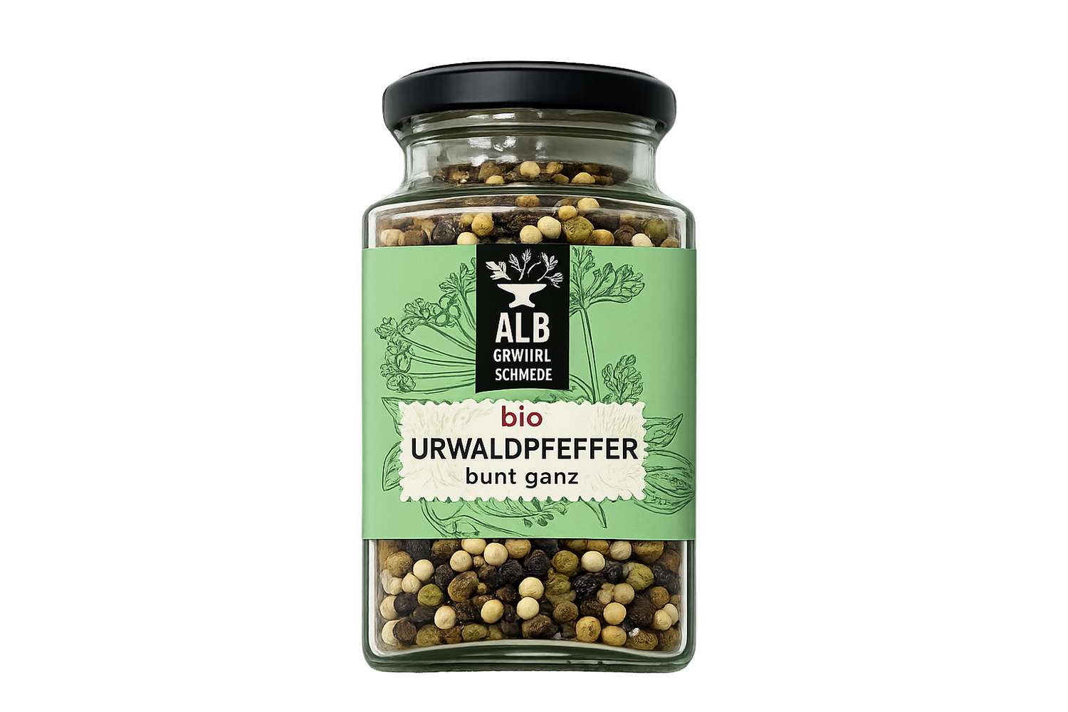 Bio-Urwaldpfeffer ganz, bunt Glas 100g