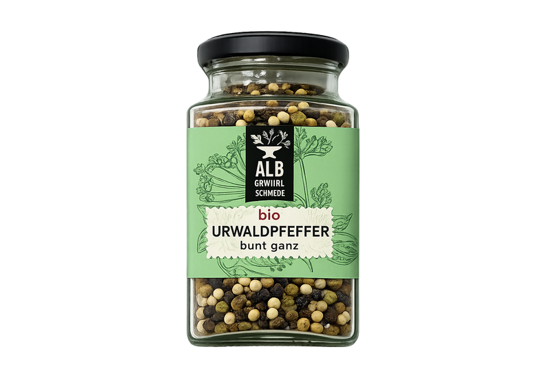 Bio-Urwaldpfeffer ganz, bunt Glas 100g