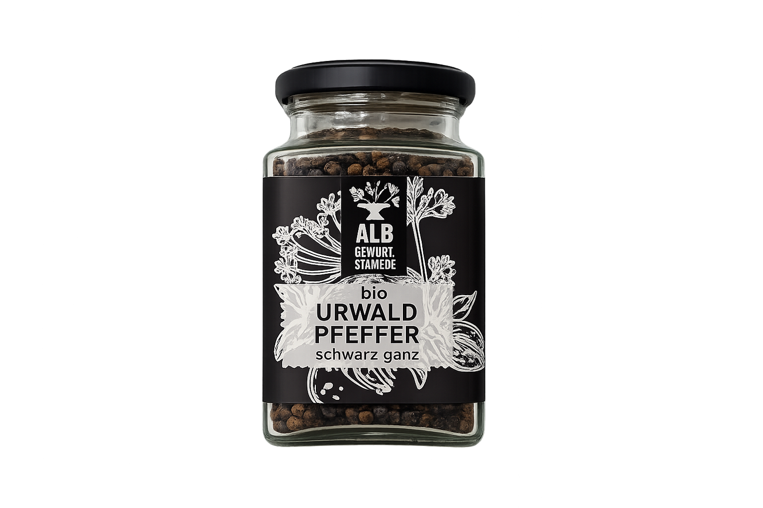 Bio-Urwaldpfeffer ganz, schwarz Glas 120g