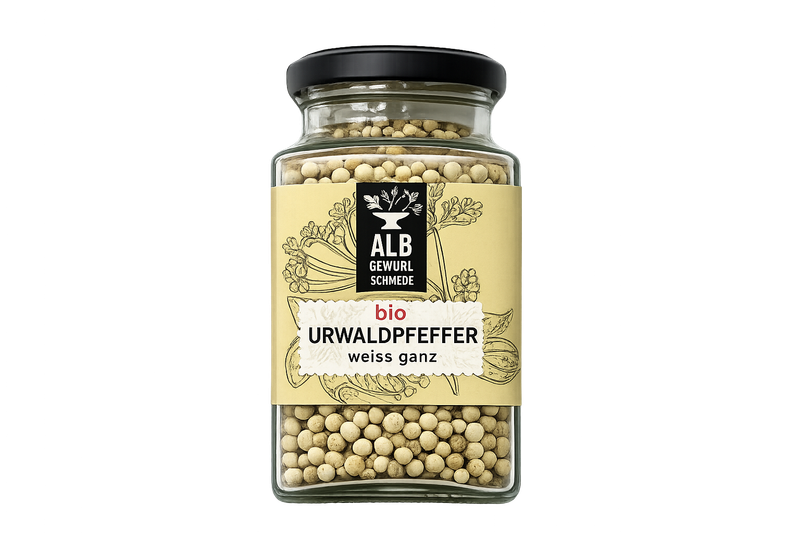 Bio-Urwaldpfeffer ganz, weiß Glas 120g