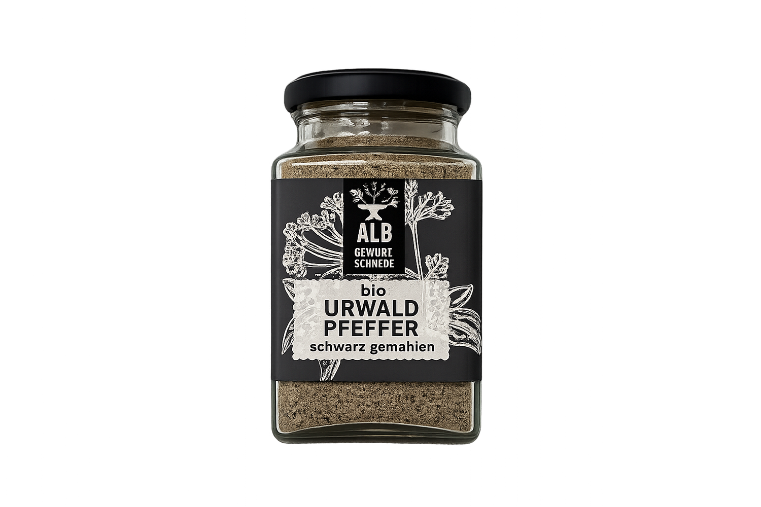 Bio-Urwaldpfeffer gemahlen schwarz Glas 100g