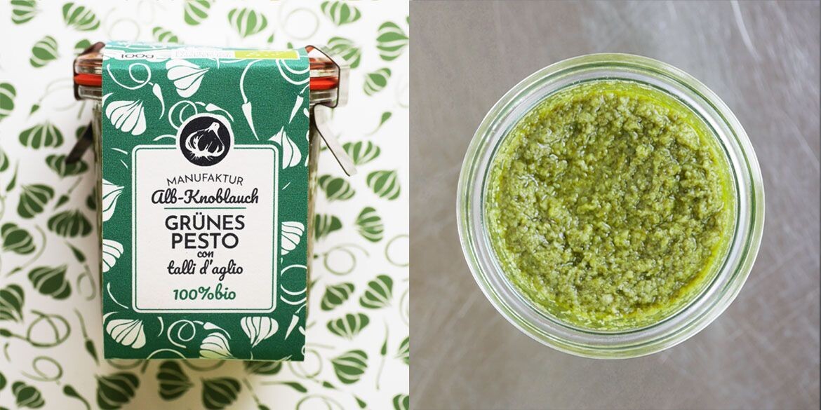 Grünes Knoblauchstängel Pesto – Veganes Bio-Pesto mit Basilikum & Cashew ? Grünes Knoblauchstängel Pesto – Veganes Bio-Pesto mit Basilikum & Cashew ?