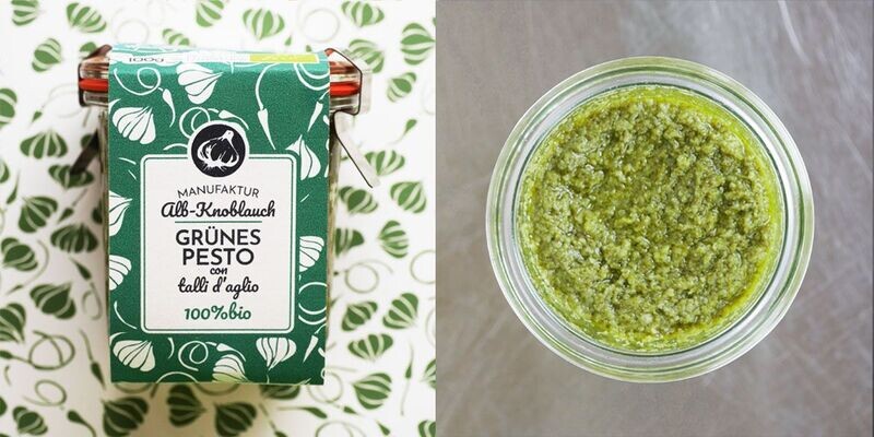 Grünes Knoblauchstängel Pesto – Veganes Bio-Pesto mit Basilikum & Cashew ?