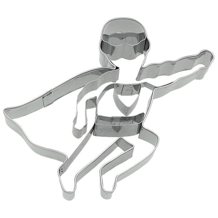 Plätzchen-Ausstechform Superheld 9 cm aus Edelstahl mit Innenprägung – kreative Keksform für Kinder & Heldenfans ?‍♂️