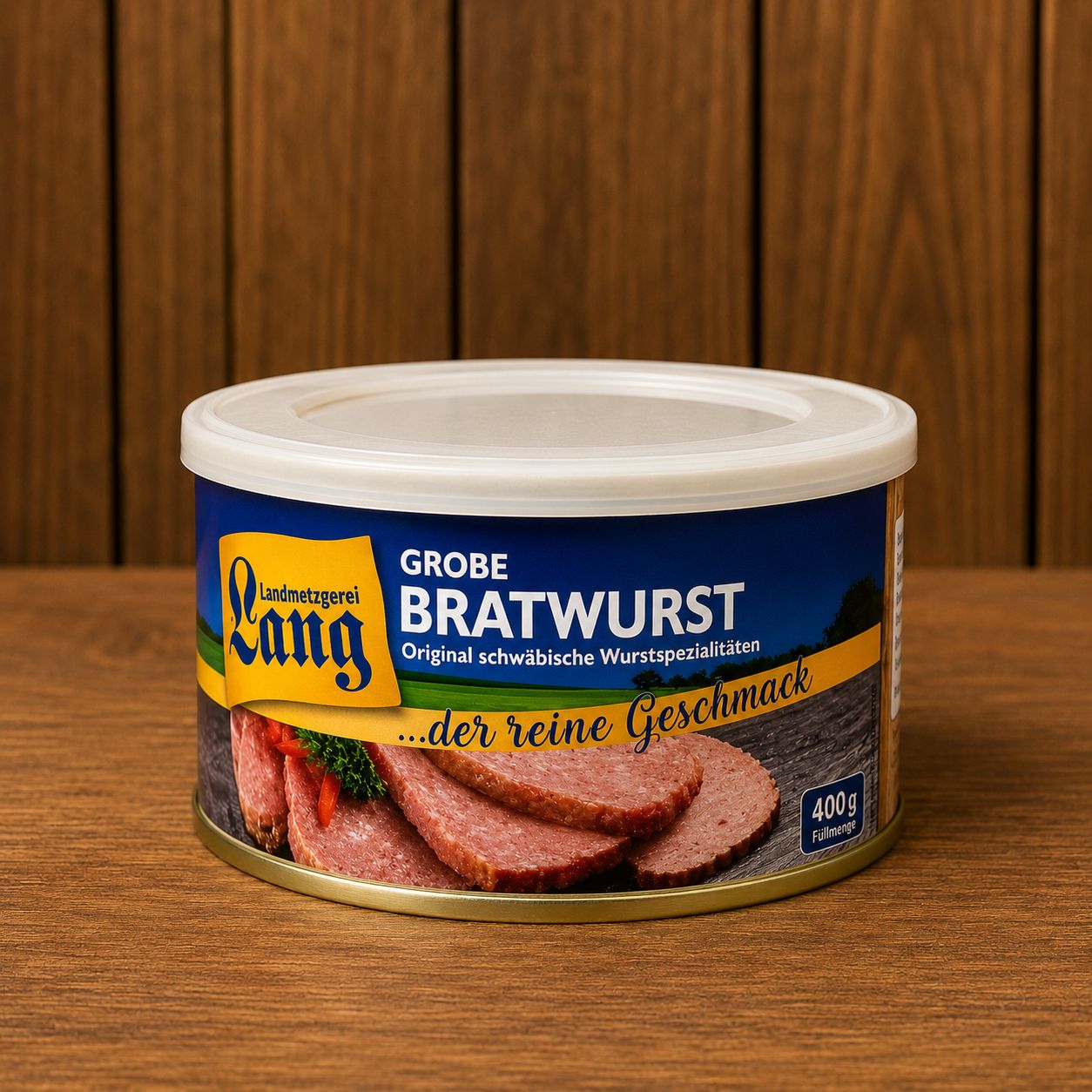 Grobe Bratwurst Dose 400 g – Schwäbische Wurstspezialität von Landmetzgerei Lang ? Grobe Bratwurst Dose 400 g – Schwäbische Wurstspezialität von Landmetzgerei Lang ?