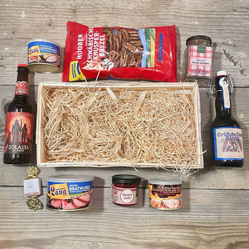Männer Genusskorb – Deftiger Geschenkkorb mit Bier, Wurst & schwäbischen Spezialitäten ?