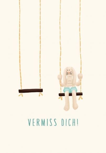 Postkarte: Vermiss dich! Hase