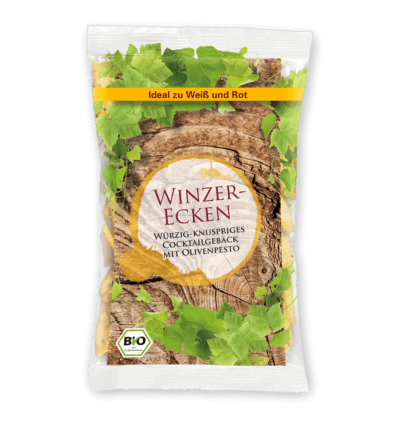Bio Winzerecken – Knuspriges Cocktailgebäck mit Olivenpesto 80 g ? Bio Winzerecken – Knuspriges Cocktailgebäck mit Olivenpesto 80 g ?