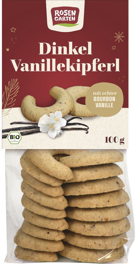 Dinkel-Vanille-Kipferl Bio mit echter Bourbon-Vanille 100 g ⭐ Dinkel-Vanille-Kipferl Bio mit echter Bourbon-Vanille 100 g ⭐