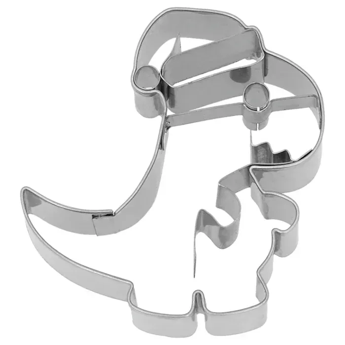 Ausstechform Weihnachts-Dino 8 cm Edelstahl mit Prägung – Plätzchenform Weihnachten Backzubehör ??