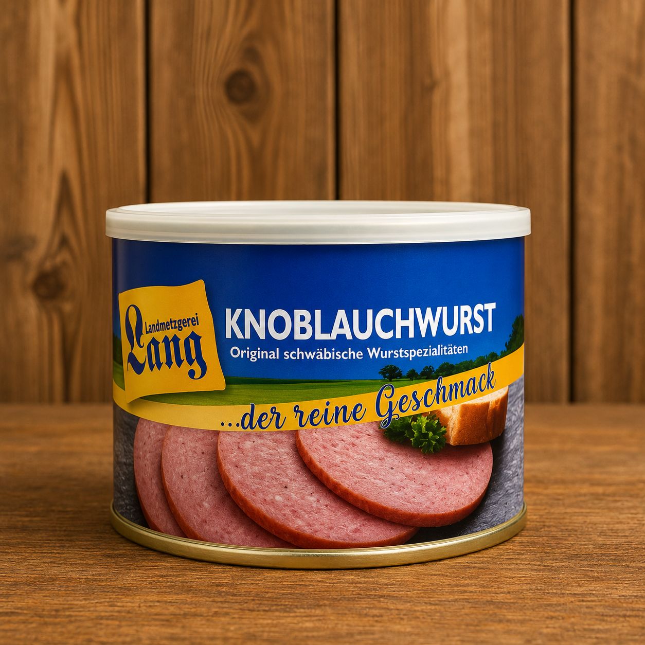Knoblauchwurst Dose 200 g – Würzige Wurstspezialität von Landmetzgerei Lang ? Knoblauchwurst Dose 200 g – Würzige Wurstspezialität von Landmetzgerei Lang ?