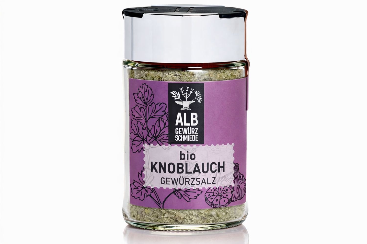 Bio Knoblauch Gewürzsalz im Streuer 50g