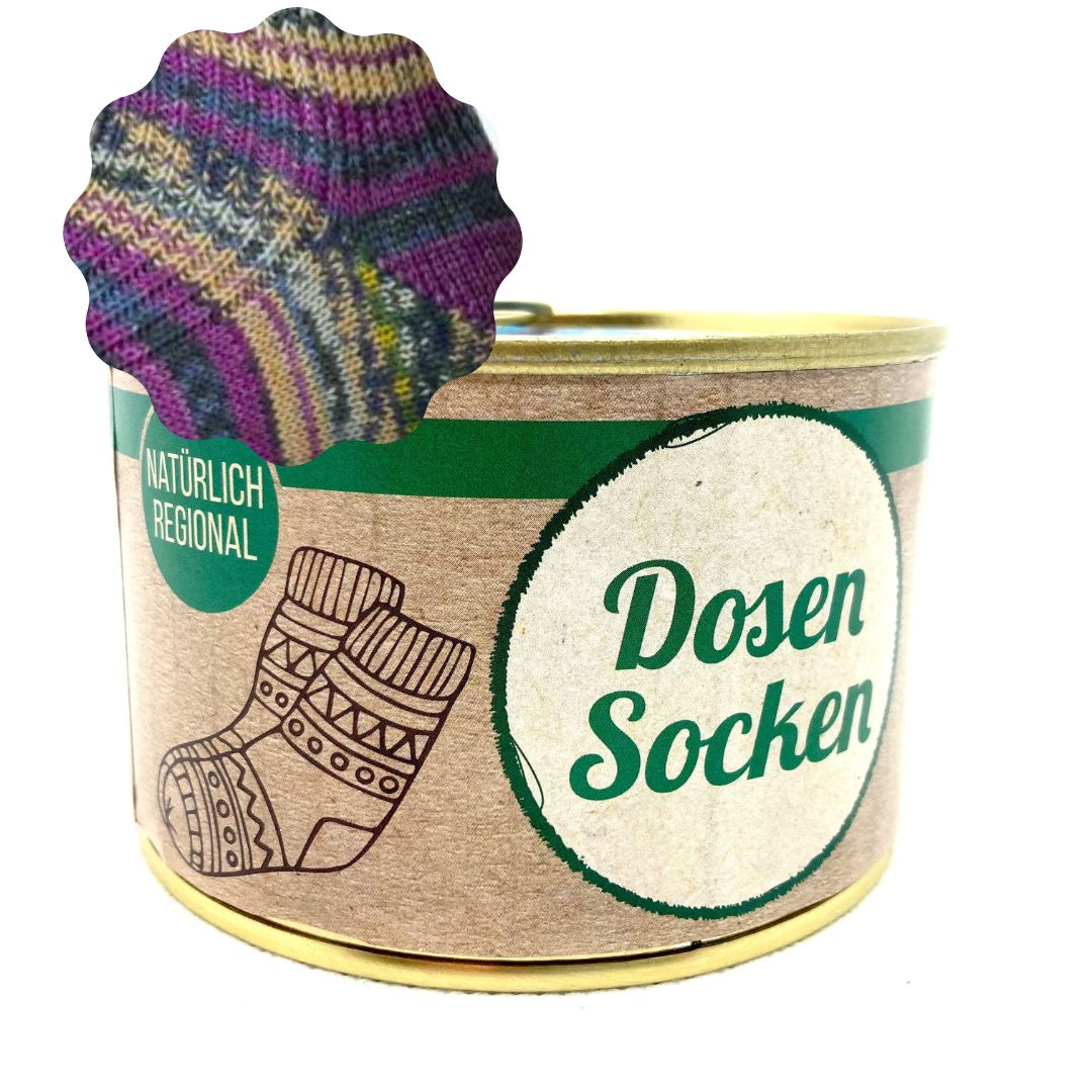 Dosen-Socken Stricksocken in der Dose Grösse 45-47