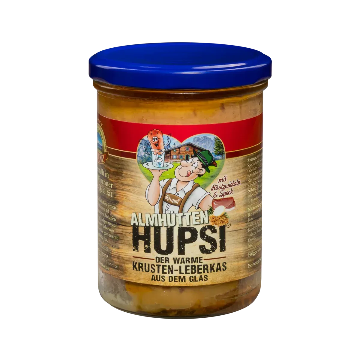 Almhütten Leberkäse im Glas 380 g – Hupsi Krusten-Leberkas mit Röstzwiebeln & Speck ?