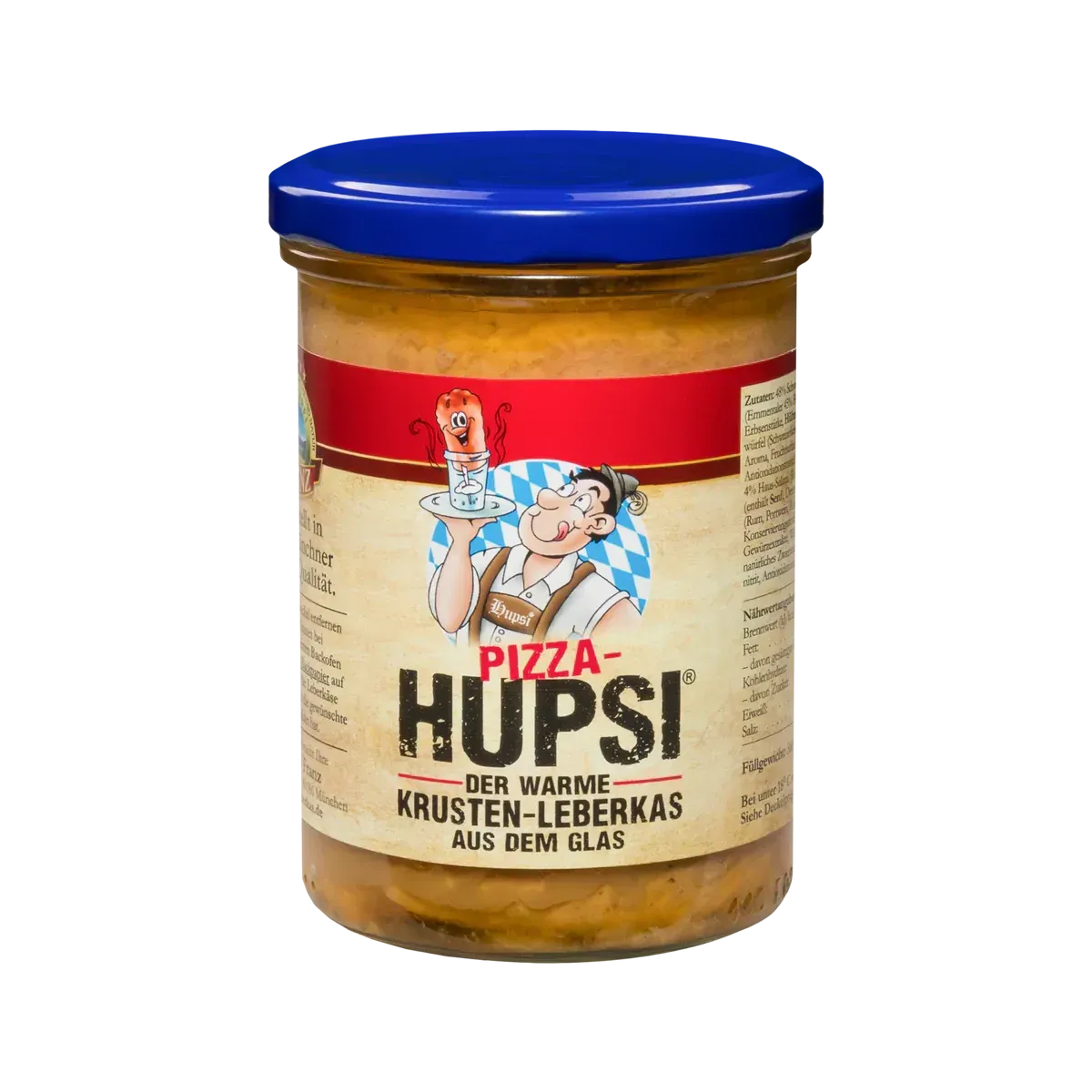 Pizza Hupsi Leberkäse im Glas 380 g – Krusten-Leberkas mit Salami, Schinken & Käse ?