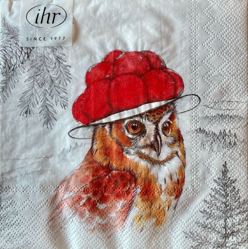 Servietten 33x33 cm BLACK FOREST OWL Schwarzwald Eule Tischdeko ?