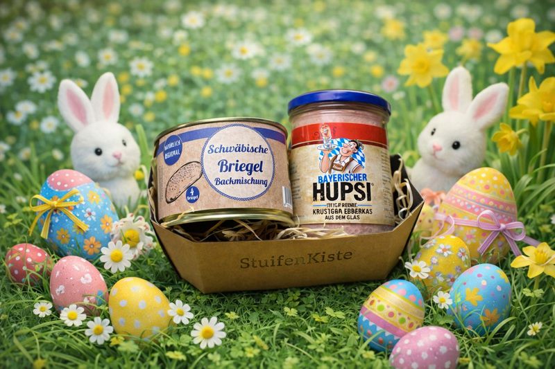Leberkäs-Briegel Osternest – HUPSI Backofen-Leberkäse & Schwäbische Briegel Backmischung | Herzhaftes Oster Geschenk ???