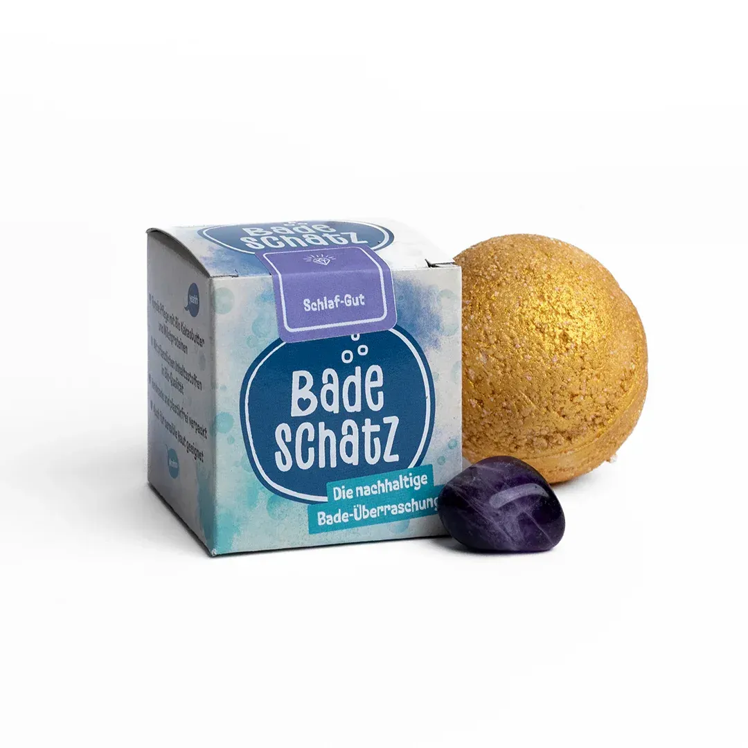 Amethyst BadeSchatz Badebombe mit Überraschung „Schlaf gut“ – Bio Badebombe mit Edelstein & plastikfreier Verpackung ?