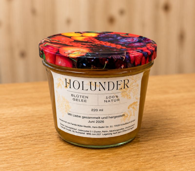 Holunderblüten Gelee 100 g – Handgemachtes Blütengelee aus Holunderblüten | 100 % Natur ? Holunderblüten Gelee 100 g – Handgemachtes Blütengelee aus Holunderblüten | 100 % Natur ?