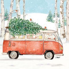 Servietten Christmas Bus 33x33 cm – Weihnachtsservietten mit rotem Bulli & Tannenbaum ? Servietten Christmas Bus 33x33 cm – Weihnachtsservietten mit rotem Bulli & Tannenbaum ?