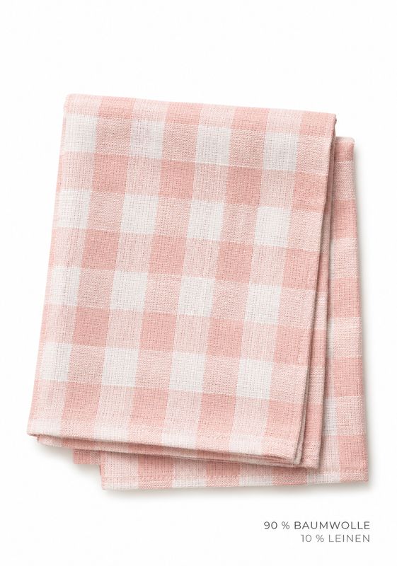 Kariertes Trockentuch Rosé/Natur 50 x 70 cm – Baumwolle & Leinen ? Kariertes Trockentuch Rosé/Natur 50 x 70 cm – Baumwolle & Leinen ?