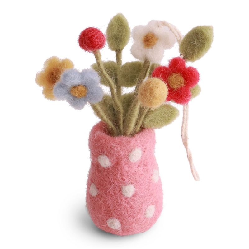 Filzvase mit Blumen & Punkten – Handgefertigte Frühlingsdekoration ? Filzvase mit Blumen & Punkten – Handgefertigte Frühlingsdekoration ?