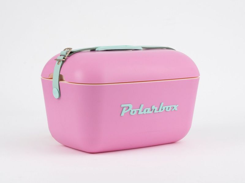 Polarbox Kühlbox 20 Liter Rosa mit beigem Innenraum & Cyan-Tragegurt ? Polarbox Kühlbox 20 Liter Rosa mit beigem Innenraum & Cyan-Tragegurt ?