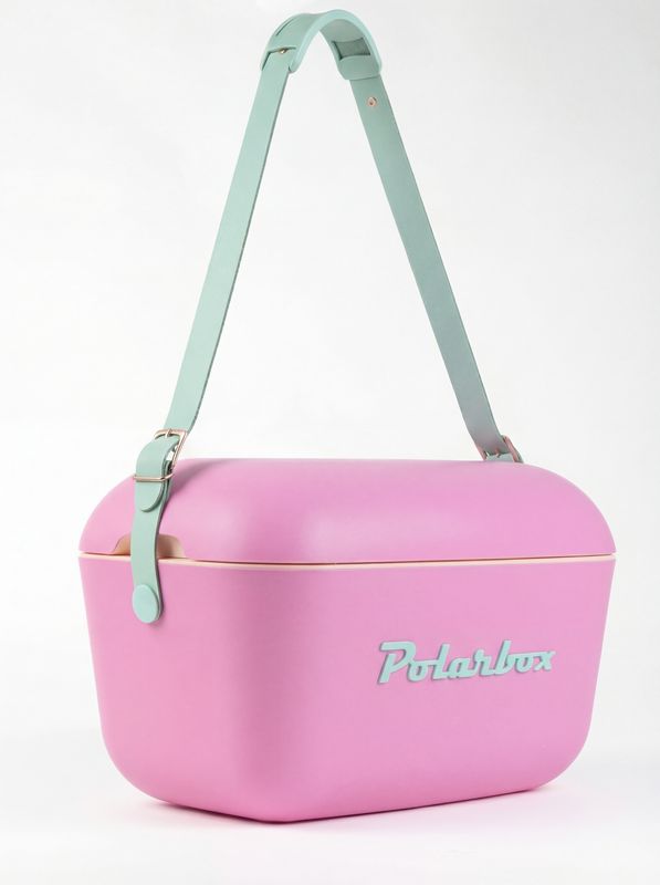 Polarbox Kühlbox 12 Liter Rosa mit beigem Innenraum & Cyan-Tragegurt ? Polarbox Kühlbox 12 Liter Rosa mit beigem Innenraum & Cyan-Tragegurt ?