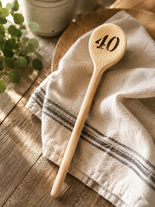 Kochlöffel aus Buchenholz 30 cm mit Zahl 40 – Geschenk zum 40. Geburtstag ? Kochlöffel aus Buchenholz 30 cm mit Zahl 40 – Geschenk zum 40. Geburtstag ?
