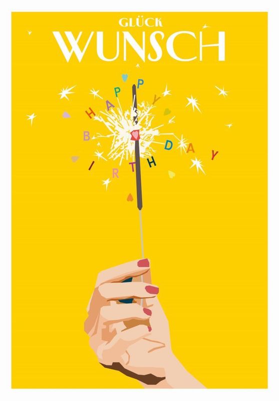 Grußkarte Glückwunsch Wunderkerze – Doppelkarte für Geburtstag & besondere Anlässe ✨