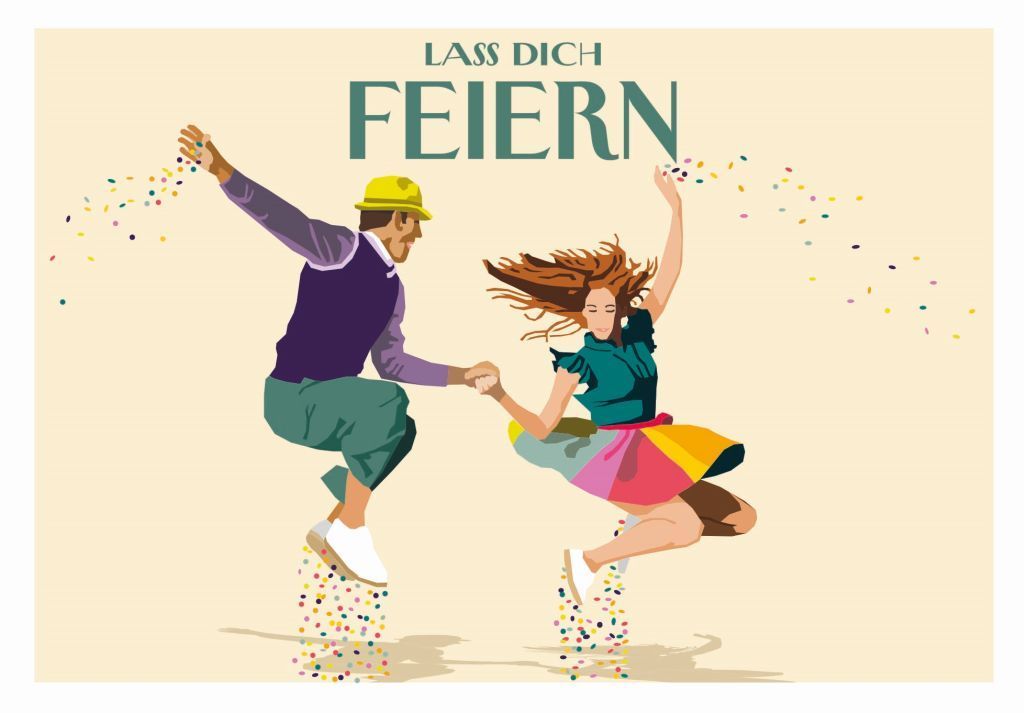 Grußkarte Lass dich feiern – Tanzendes Paar | Doppelkarte zum Geburtstag & Gratulieren ? Grußkarte Lass dich feiern – Tanzendes Paar | Doppelkarte zum Geburtstag & Gratulieren ?