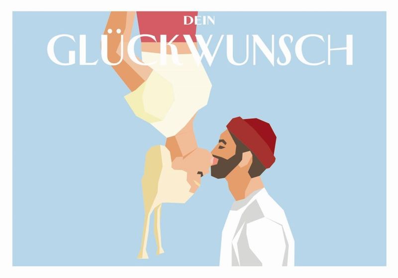 Glückwunschkarte küssendes Pärchen – Doppelkarte mit Recycling-Umschlag ? Glückwunschkarte küssendes Pärchen – Doppelkarte mit Recycling-Umschlag ?