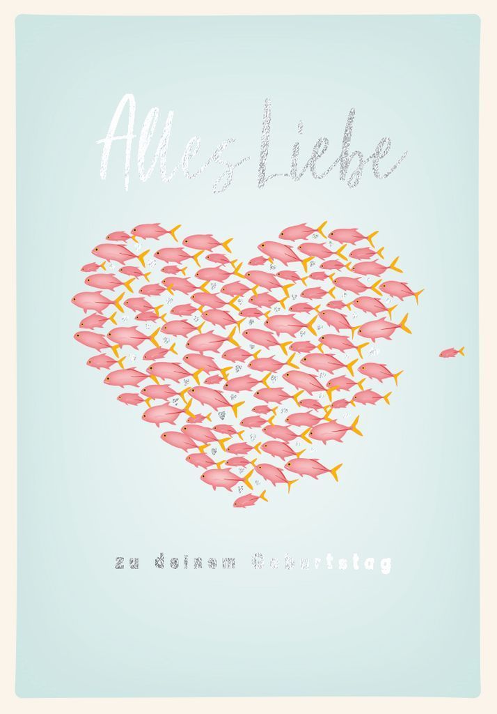 Doppelkarte: Alles Liebe zu deinem Geburtstag - Fischschwarm – Geburtstagskarte aus Recyclingpapier ?
