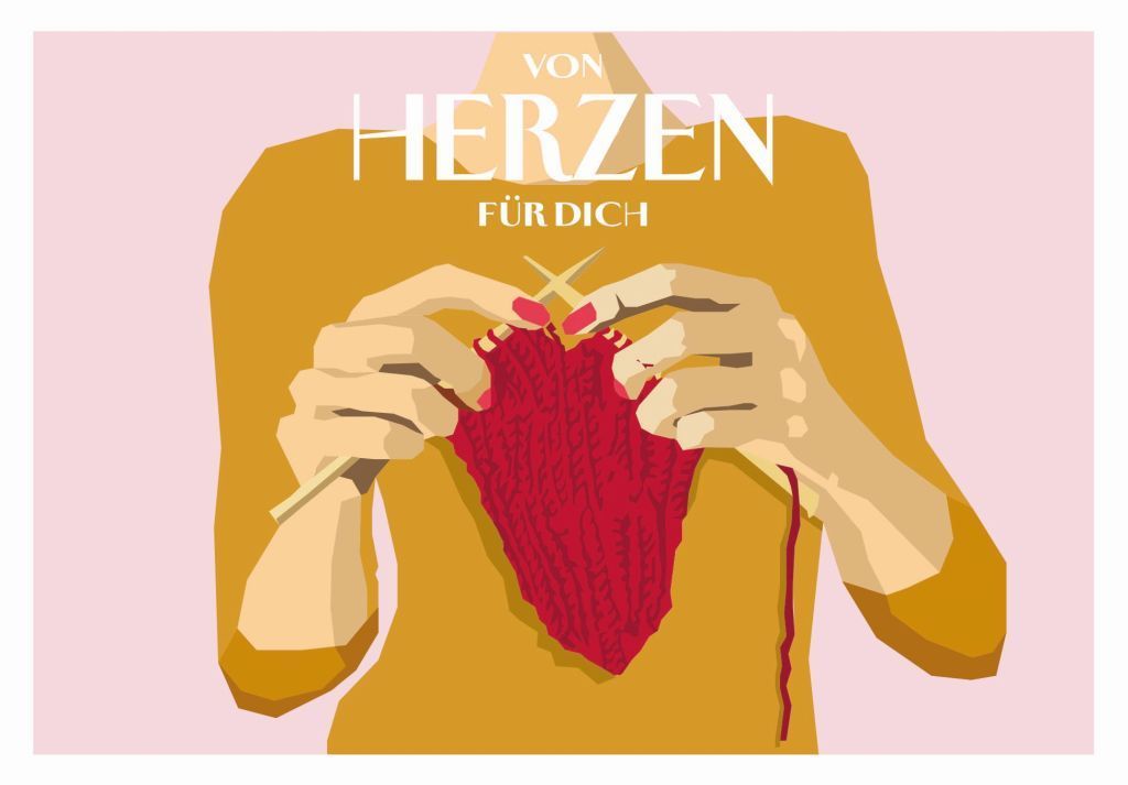 Grußkarte Von Herzen für Dich – Stricken | Doppelkarte mit Recycling-Umschlag ? Grußkarte Von Herzen für Dich – Stricken | Doppelkarte mit Recycling-Umschlag ?