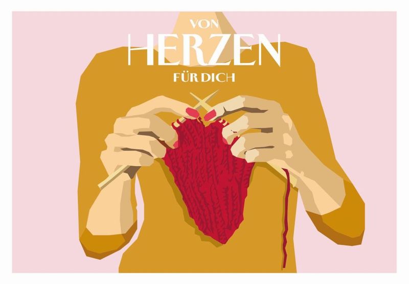 Grußkarte Von Herzen für Dich – Stricken | Doppelkarte mit Recycling-Umschlag ?