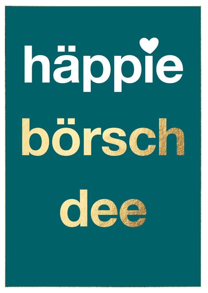 Doppelkarte häppie börschdee – schwäbische Geburtstagskarte mit Goldfolie ?