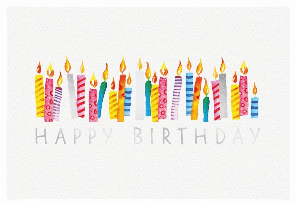 Doppelkarte: Happy Birthday - Kerzenreihe – bunte Geburtstagskarte aus Recycling-Papier ?