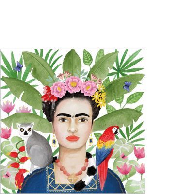 Cocktail-Servietten Frida Kahlo 25x25 cm – Coyoacán Napkin mit exotischem Design ? Cocktail-Servietten Frida Kahlo 25x25 cm – Coyoacán Napkin mit exotischem Design ?