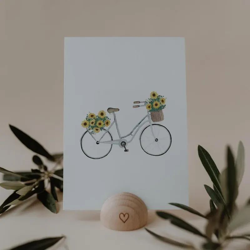 Aquarellkarte Flowerbike – Fahrrad mit Sonnenblumen ? Aquarellkarte Flowerbike – Fahrrad mit Sonnenblumen ?