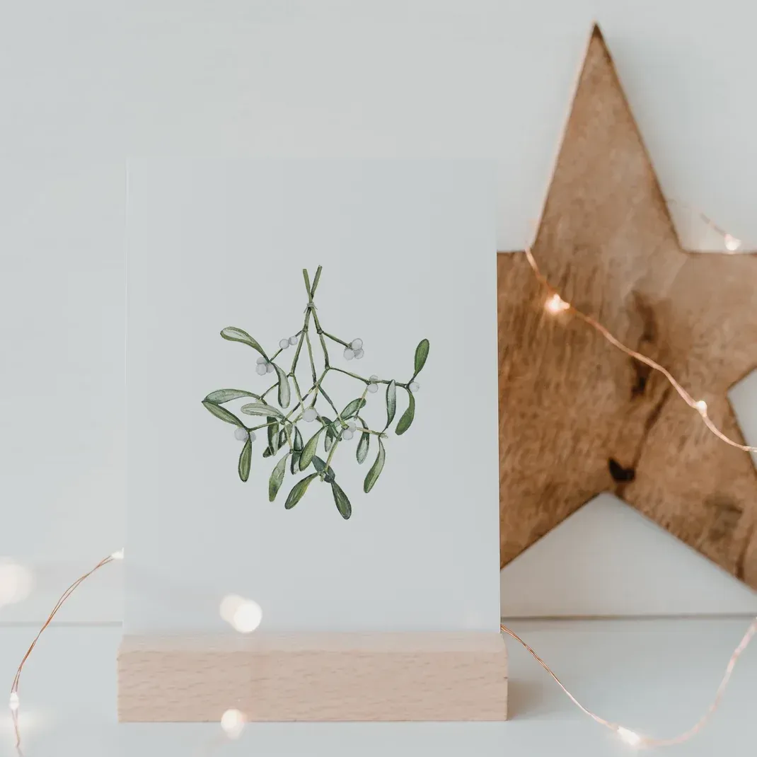 Aquarellkarte Mistletoe – Weihnachtskarte mit Mistelzweig ? Aquarellkarte Mistletoe – Weihnachtskarte mit Mistelzweig ?