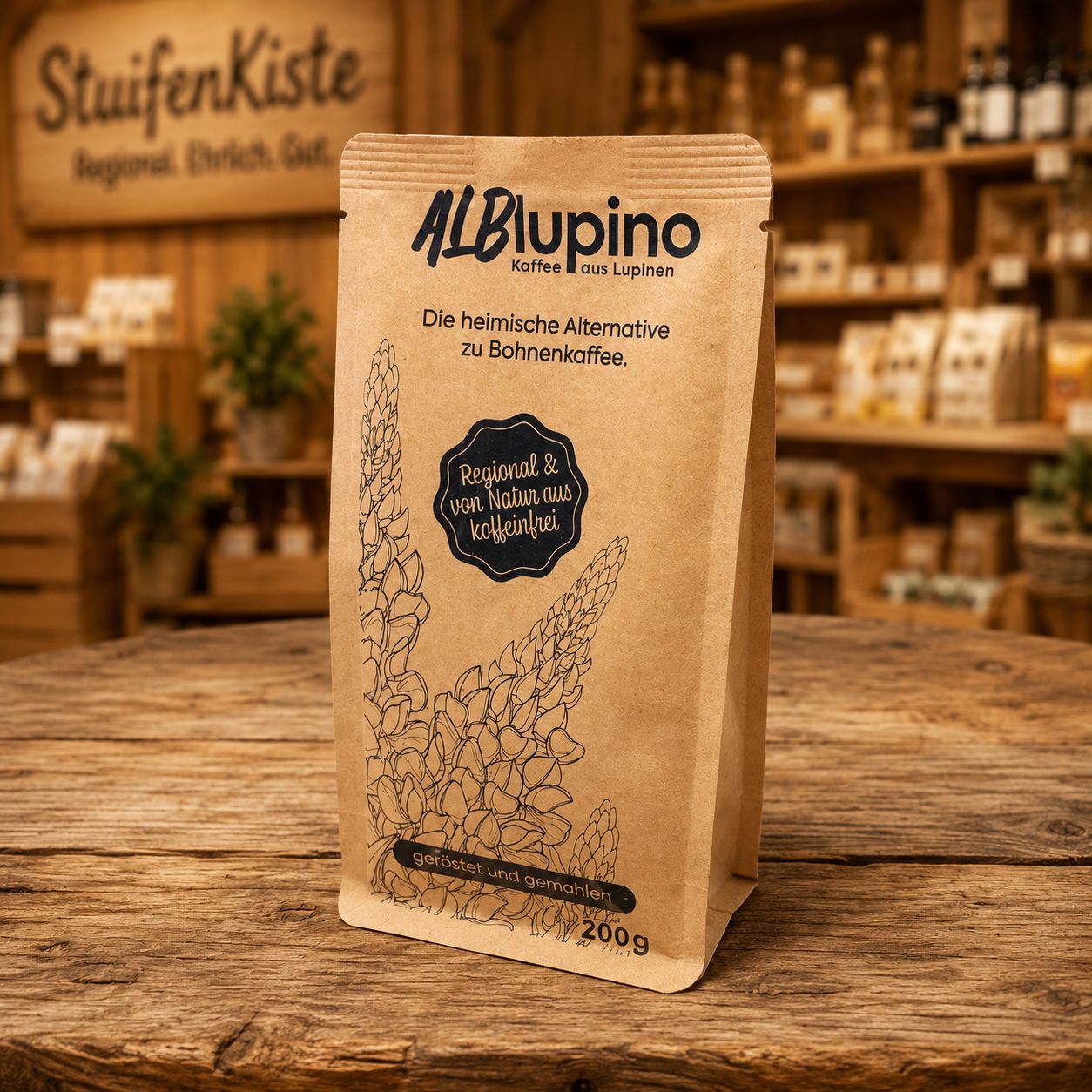 Alb-Lupino Lupinenkaffee gemahlen – koffeinfreie Kaffee-Alternative von der Schwäbischen Alb 200g Alb-Lupino Lupinenkaffee gemahlen – koffeinfreie Kaffee-Alternative von der Schwäbischen Alb 200g