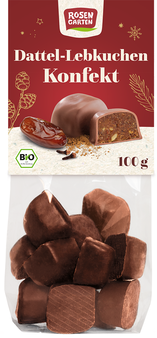 Dattel-Lebkuchen-Konfekt Bio mit Marzipan & Vollmilchschokolade 100 g ? Dattel-Lebkuchen-Konfekt Bio mit Marzipan & Vollmilchschokolade 100 g ?