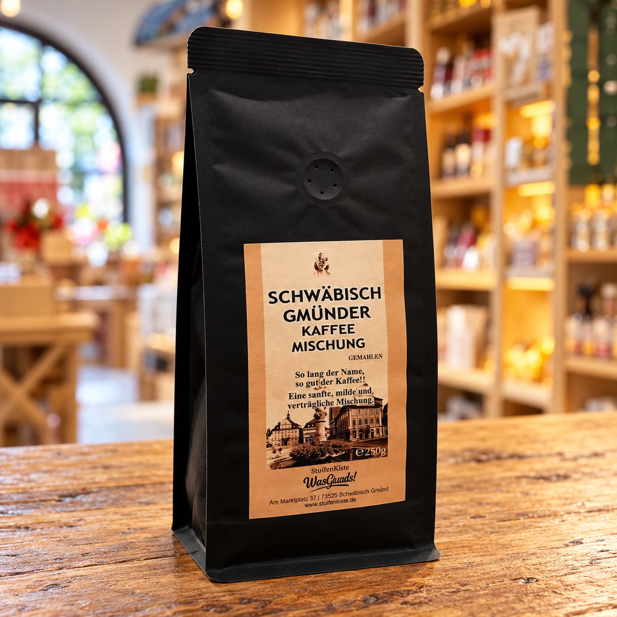 Schwäbisch Gmünder Kaffee Mischung – 100 % Arabica Kaffee gemahlen, mild, nussig & karamellig, 250 g ☕ GEMAHLEN Schwäbisch Gmünder Kaffee Mischung – 100 % Arabica Kaffee gemahlen, mild, nussig & karamellig, 250 g ☕ GEMAHLEN