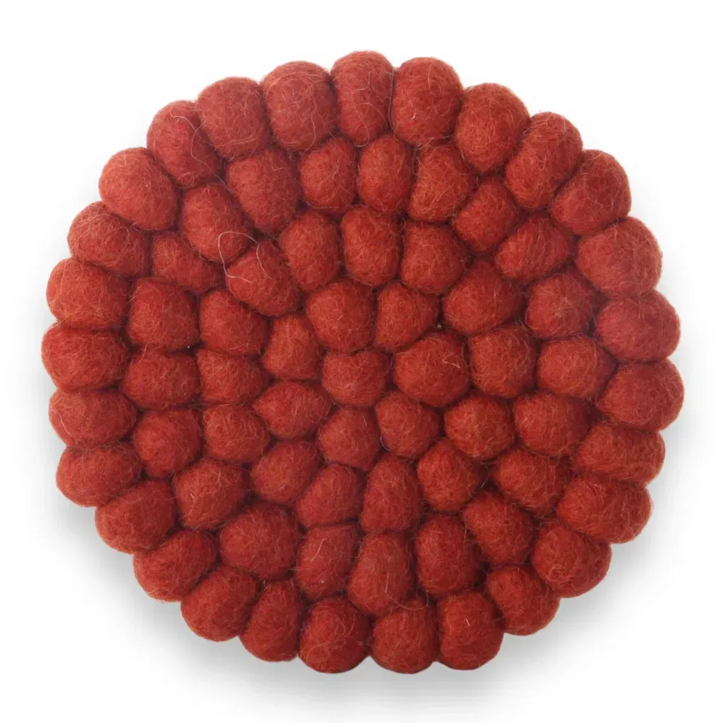 Filz-Untersetzer Rostrot – 2er-Set aus Filzkugeln, runde Glasuntersetzer & Tassenuntersetzer, 10 cm ? Filz-Untersetzer Rostrot – 2er-Set aus Filzkugeln, runde Glasuntersetzer & Tassenuntersetzer, 10 cm ?