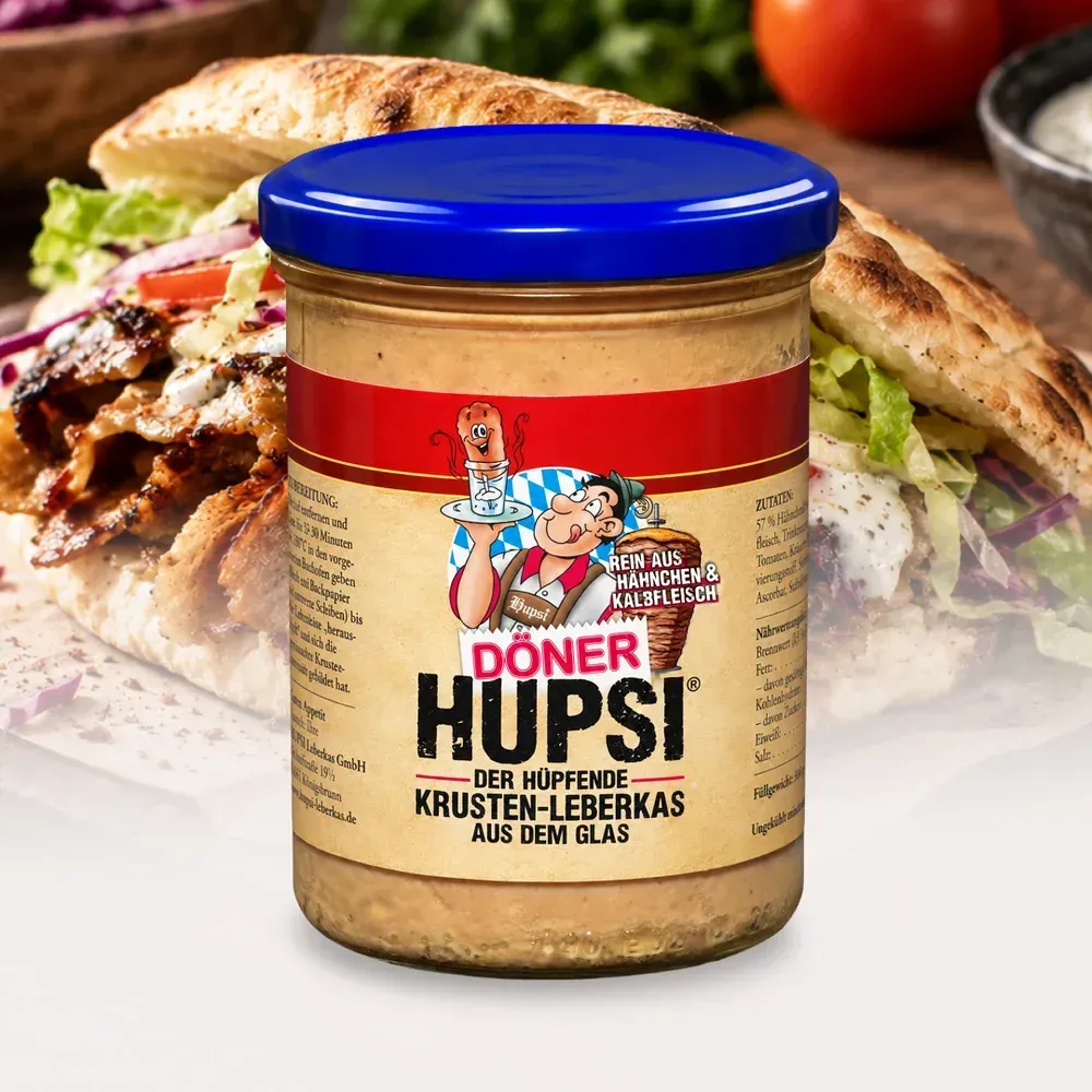 DÖNER Leberkäse LEH – Döner HUPSI mit Hähnchen- und Kalbfleisch, würziger Krusten-Leberkäse im Glas ?