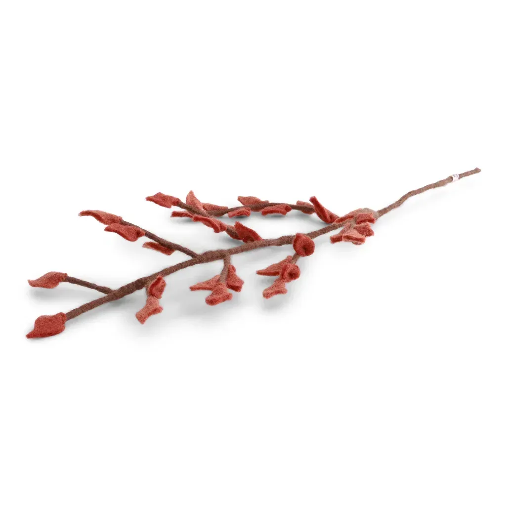 Dekozweig mit rostrot gefilzten Blättern – 60 cm | Handgefertigter Herbstzweig aus Wollfilz für Vasen, Kränze & Weihnachtsdeko ? Dekozweig mit rostrot gefilzten Blättern – 60 cm | Handgefertigter Herbstzweig aus Wollfilz für Vasen, Kränze & Weihnachtsdeko ?