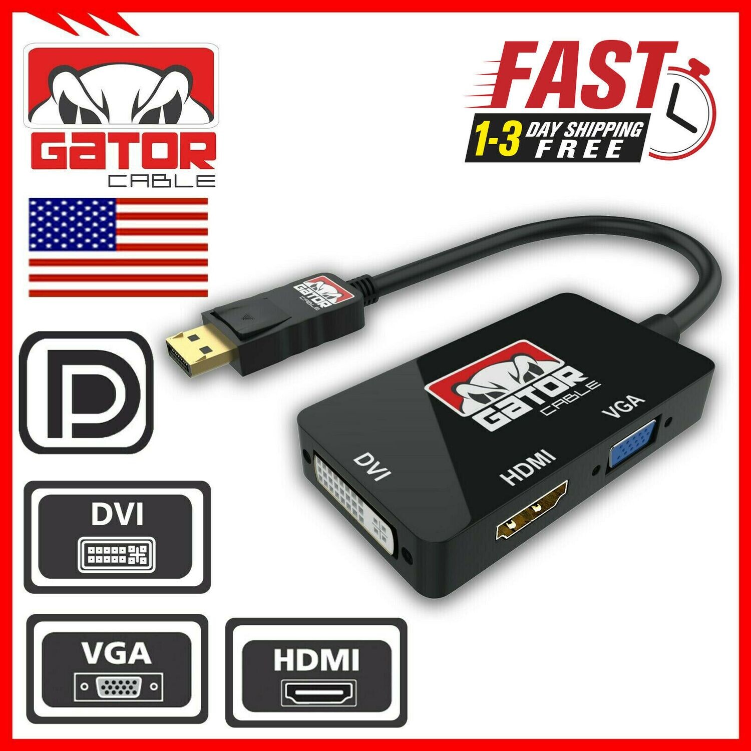Gator Cable Display Port to DVI-D / HDMI / VGA Adapter